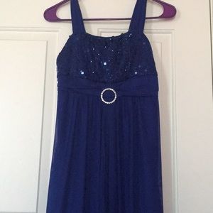 Blue Floor-Length Formal Gown